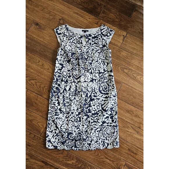 Lands' End Navy Blue Floral Sheath Dress Women's Size 6 Coastal Party - Picture 1 of 11